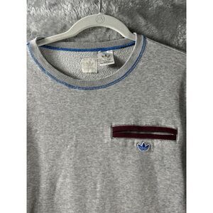 Adidas Trefoil‎ Sample Shirt Mens Large Gray Faux Pocket Athleisure Blue Stitch